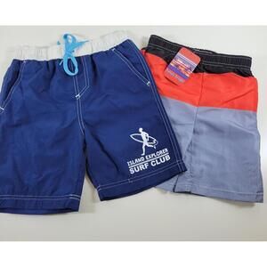 Big Chill Boys 2-Pack Swim Trunks Navy/Red & Black/Gray Size 6 NEW Beach Pool